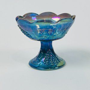 Vintage Indiana Glass Blue Harvest Grape Carnival Glass Candle Holder